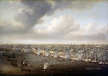  Nicholas Painting - Nicholas Pocock The Battle of Copenhagen 1801 Sea Warfare